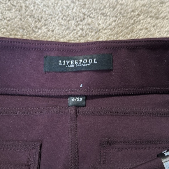 Liverpool Jeans Purple Mini Stretch Zippered Pocket Front Pencil Skirt Size 6 - Picture 4 of 6